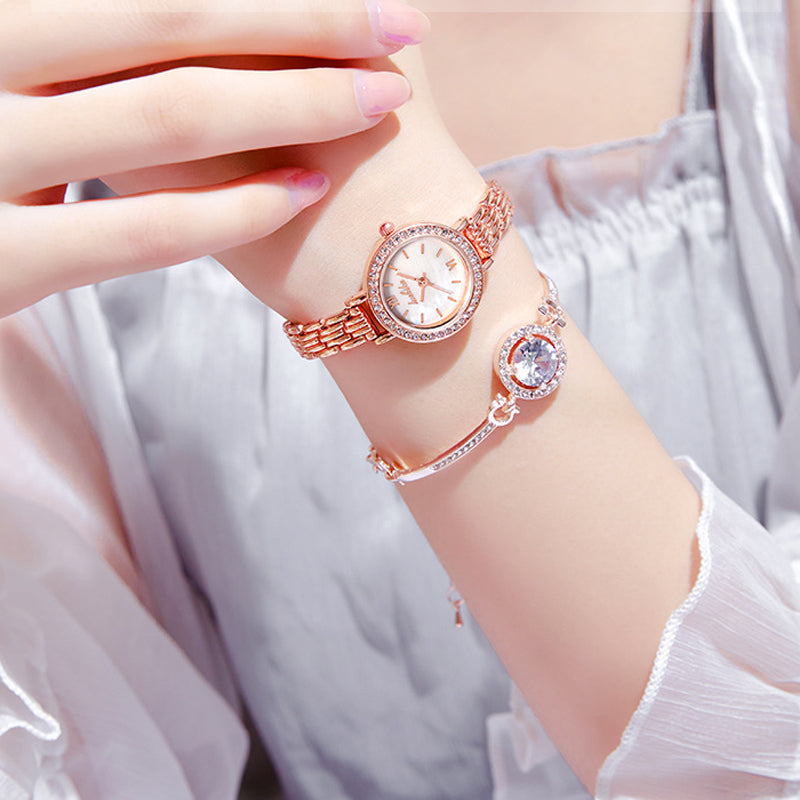 Women's Round Dial Rose Gold Quartz Watch