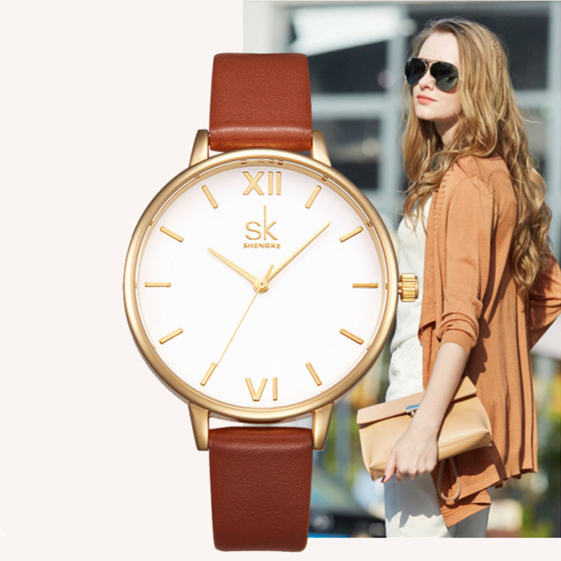 Women's Big Round Dial Quartz Watch