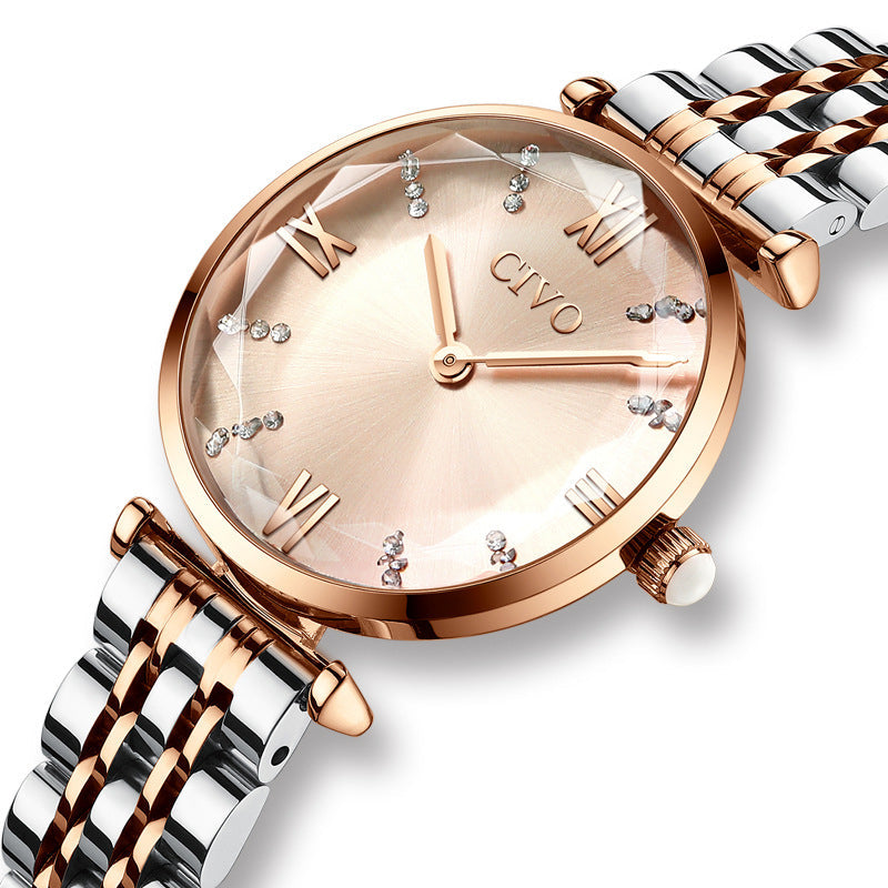 Women's Elegant Round Dial Quartz Watch