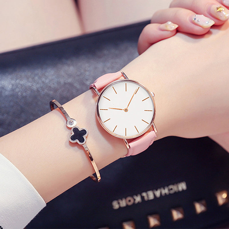 Women's Simple Round Dial Quartz Watch