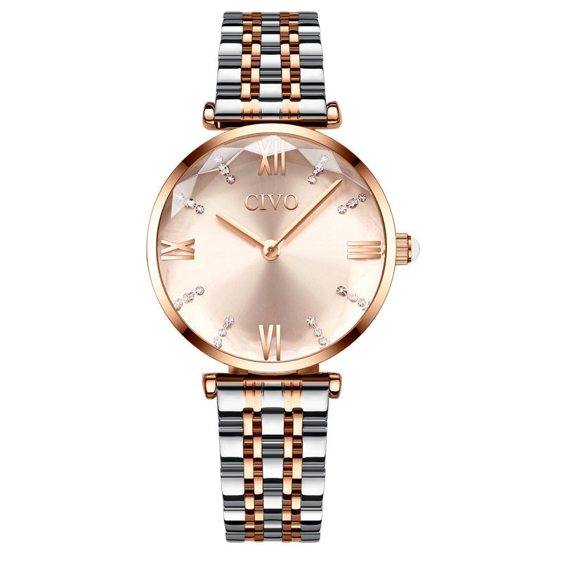 Women's Elegant Round Dial Quartz Watch