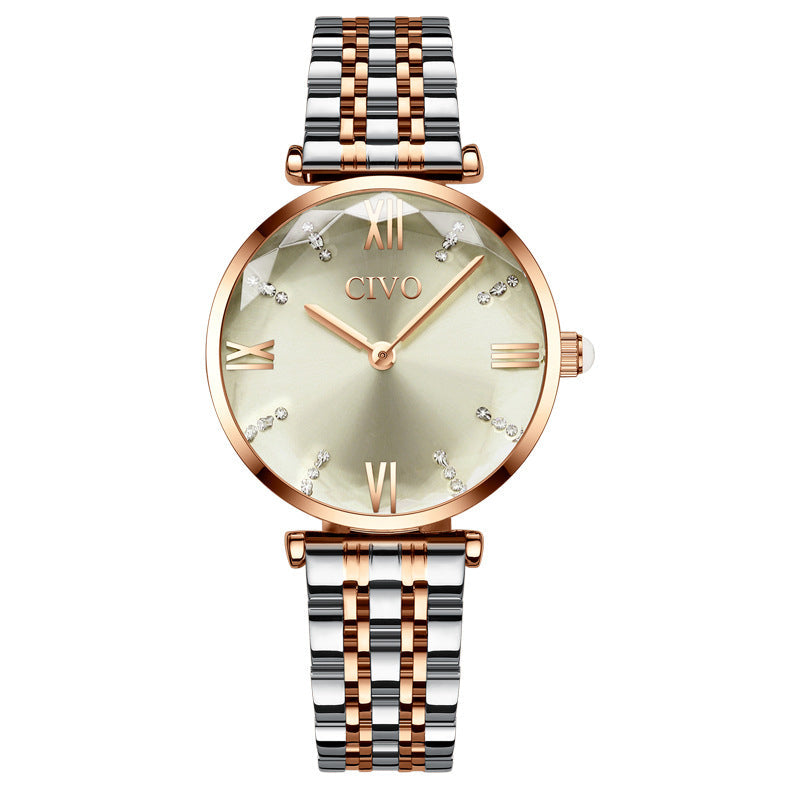 Women's Elegant Round Dial Quartz Watch