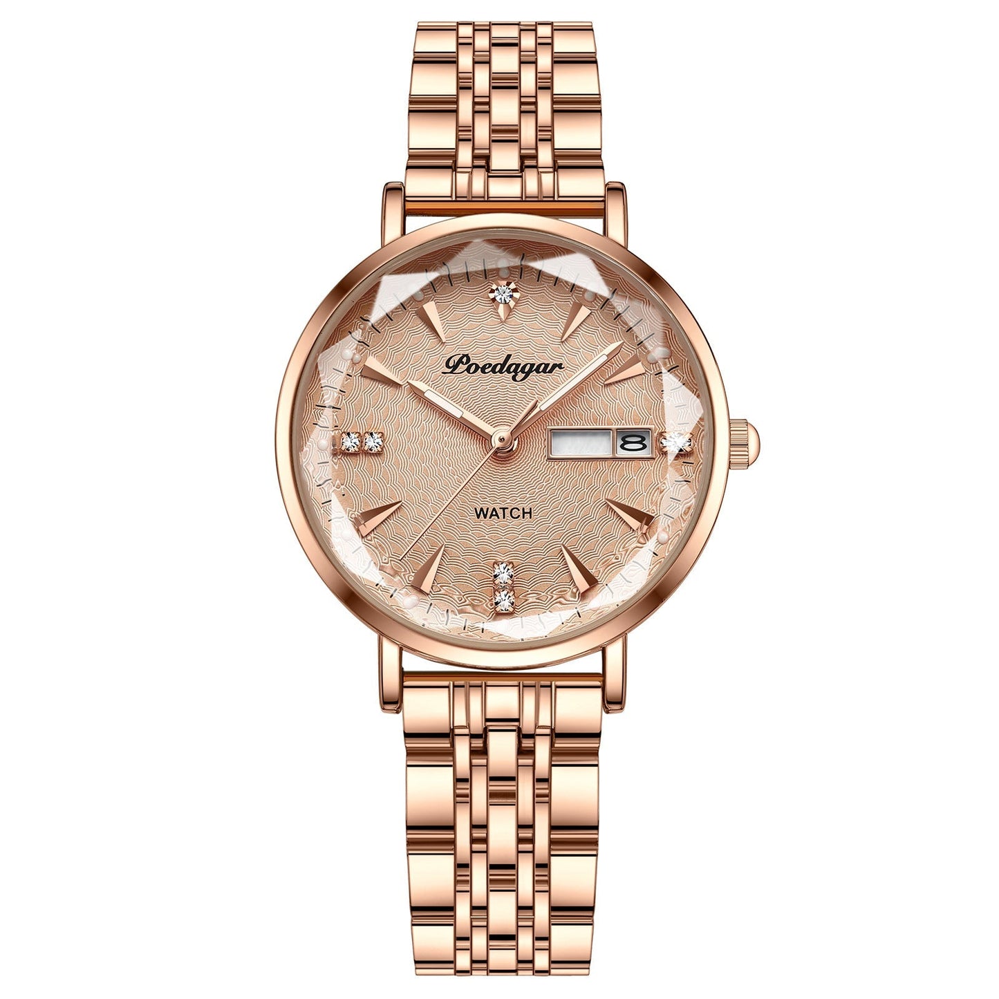 Women's Luminous Watch with Rose Gold Steel Bracelet