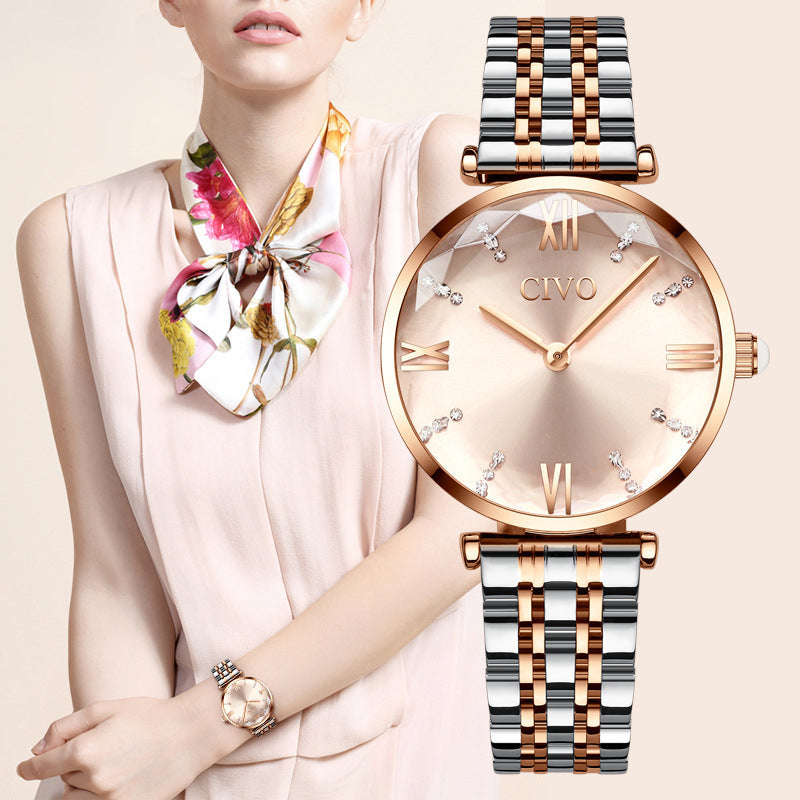 Women's Elegant Round Dial Quartz Watch