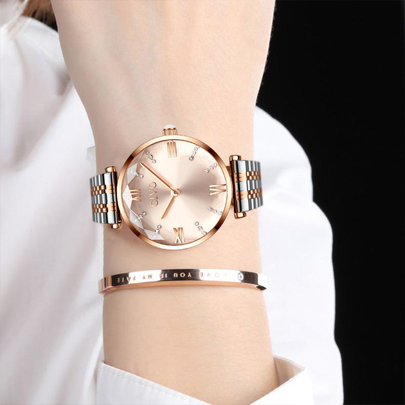 Women's Elegant Round Dial Quartz Watch