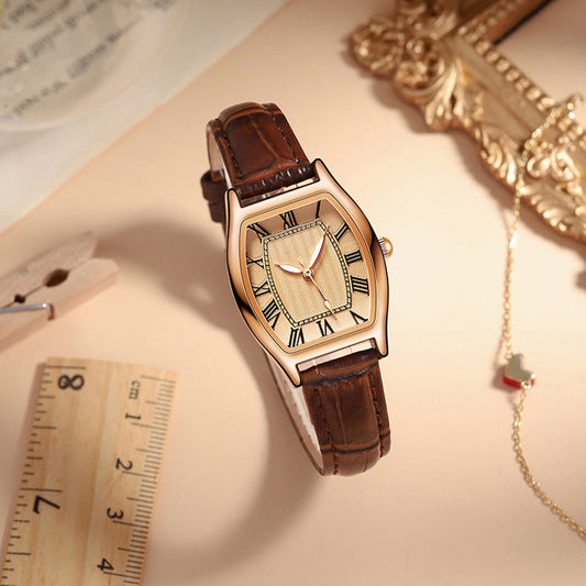 Women's Retro Barrel Shaped Dial Quartz Watch