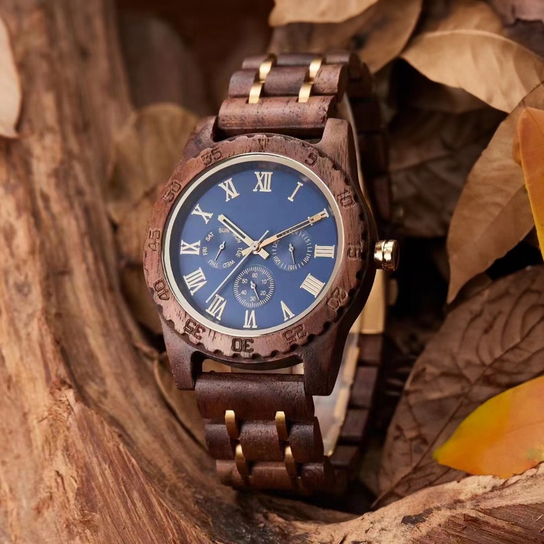 Men's Wood Watch, Engraved Watch